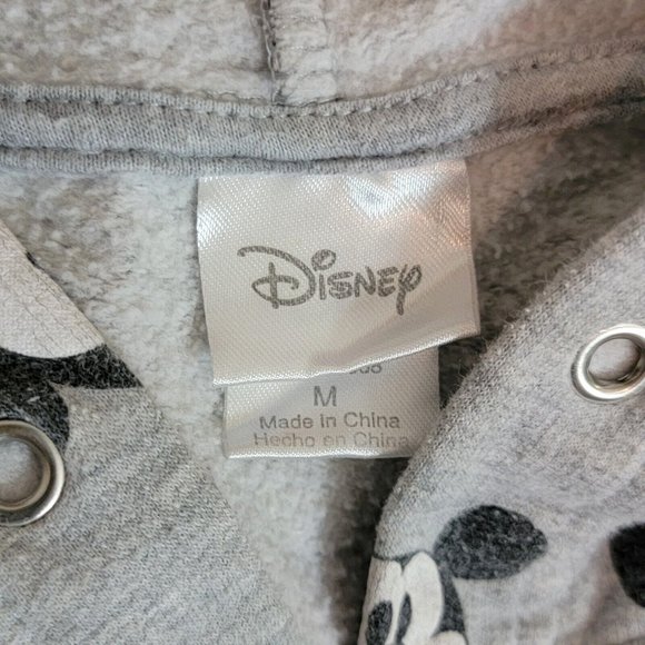 Disney Mikey Mouse Hoodie Womens Medium Gray All over Print Classic Sweatshirt - Picture 12 of 14